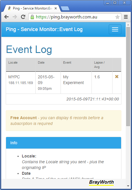 Ping Service Monitor Screen